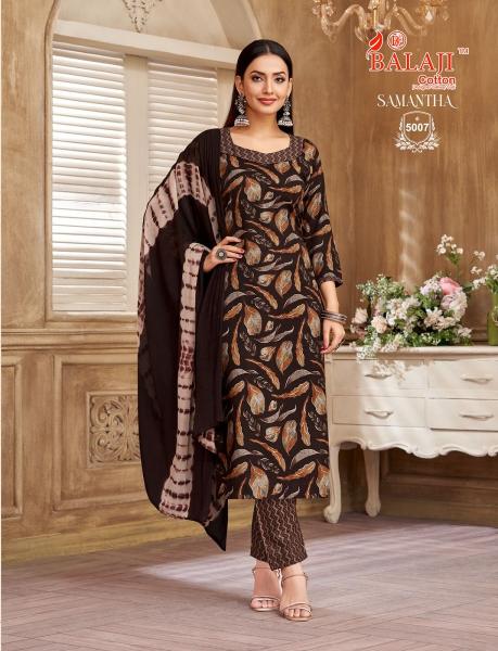 Balaji Samantha Vol 5 Rayon Printed Kurti Bottom With Dupatta