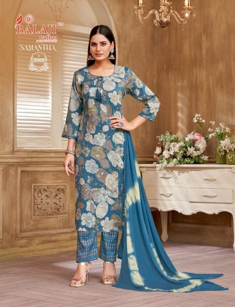 Balaji Samantha Vol 5 Rayon Printed Kurti Bottom With Dupatta