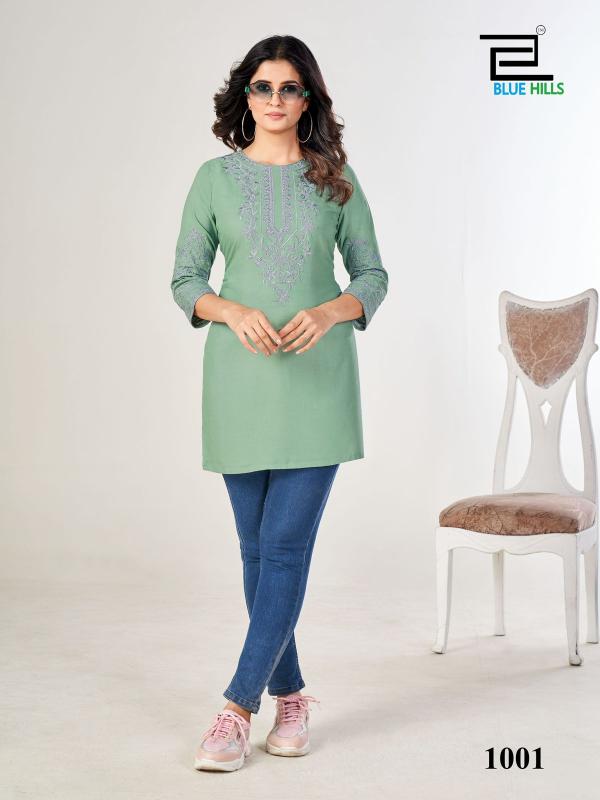 Blue Hills Gossip Rayon Side Cut Short Kurti Collection