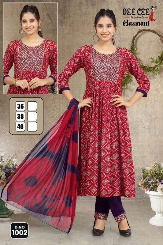 Deecee Aasmani Rayon Designer Kurti Bottom With Dupatta