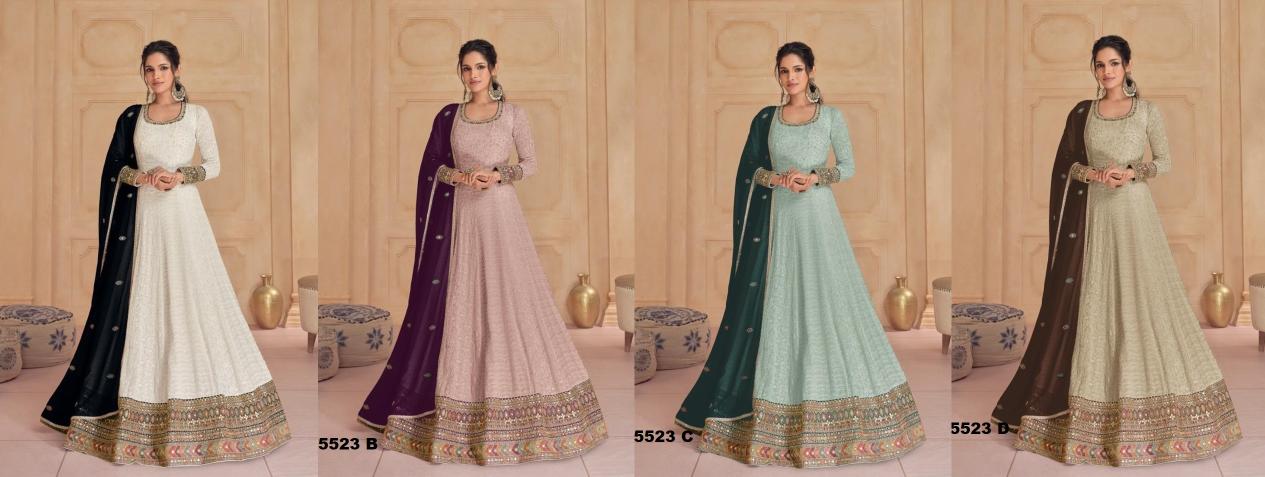 Hit Designer 5523 Georgette Designer Gown With Dupatta Collection