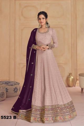 Hit Designer 5523 Georgette Designer Gown With Dupatta Collection