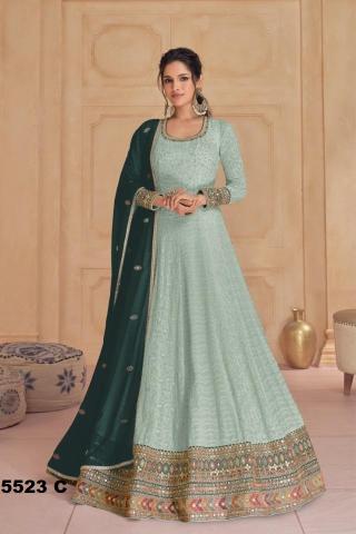 Hit Designer 5523 Georgette Designer Gown With Dupatta Collection