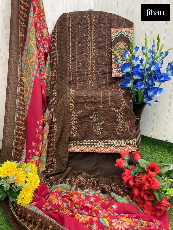 Jihan 3428 Cotton Dupatta Pakistani Salwar Suit