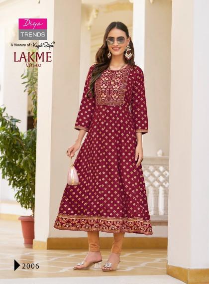 Lakme Vol 2 By Diya Trends Rayon Fancy Kurti Collection