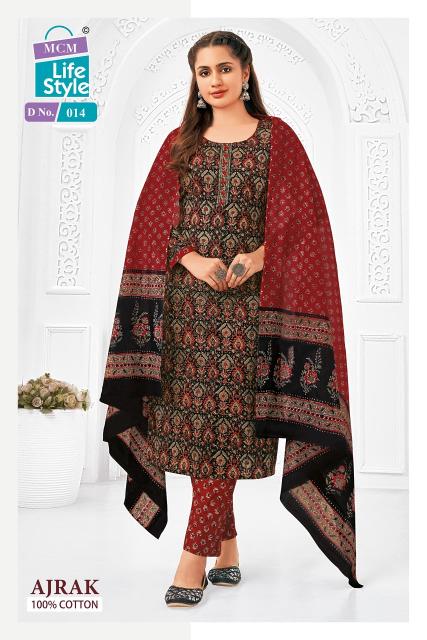 Mcm Ajrak Vol 1 Cotton Ajrak Printed Kurti Bottom With Dupatta