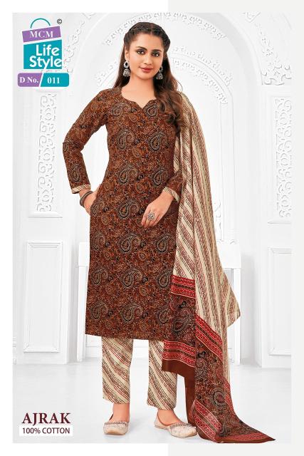 Mcm Ajrak Vol 1 Cotton Ajrak Printed Kurti Bottom With Dupatta