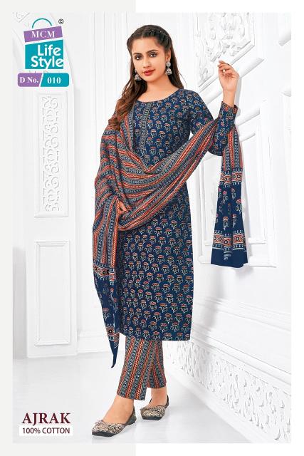 Mcm Ajrak Vol 1 Cotton Ajrak Printed Kurti Bottom With Dupatta