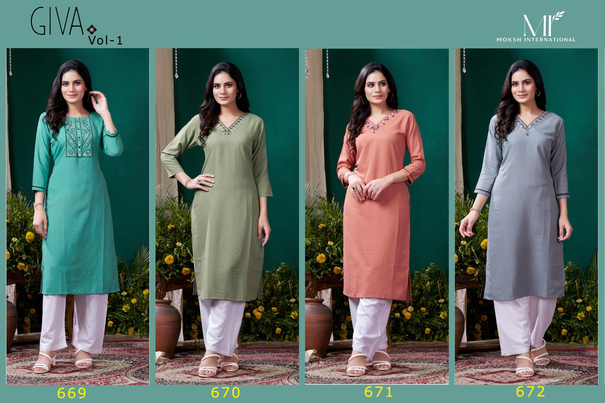 Moksh Giva Vol 1 Fancy Kurti With Pant Collection