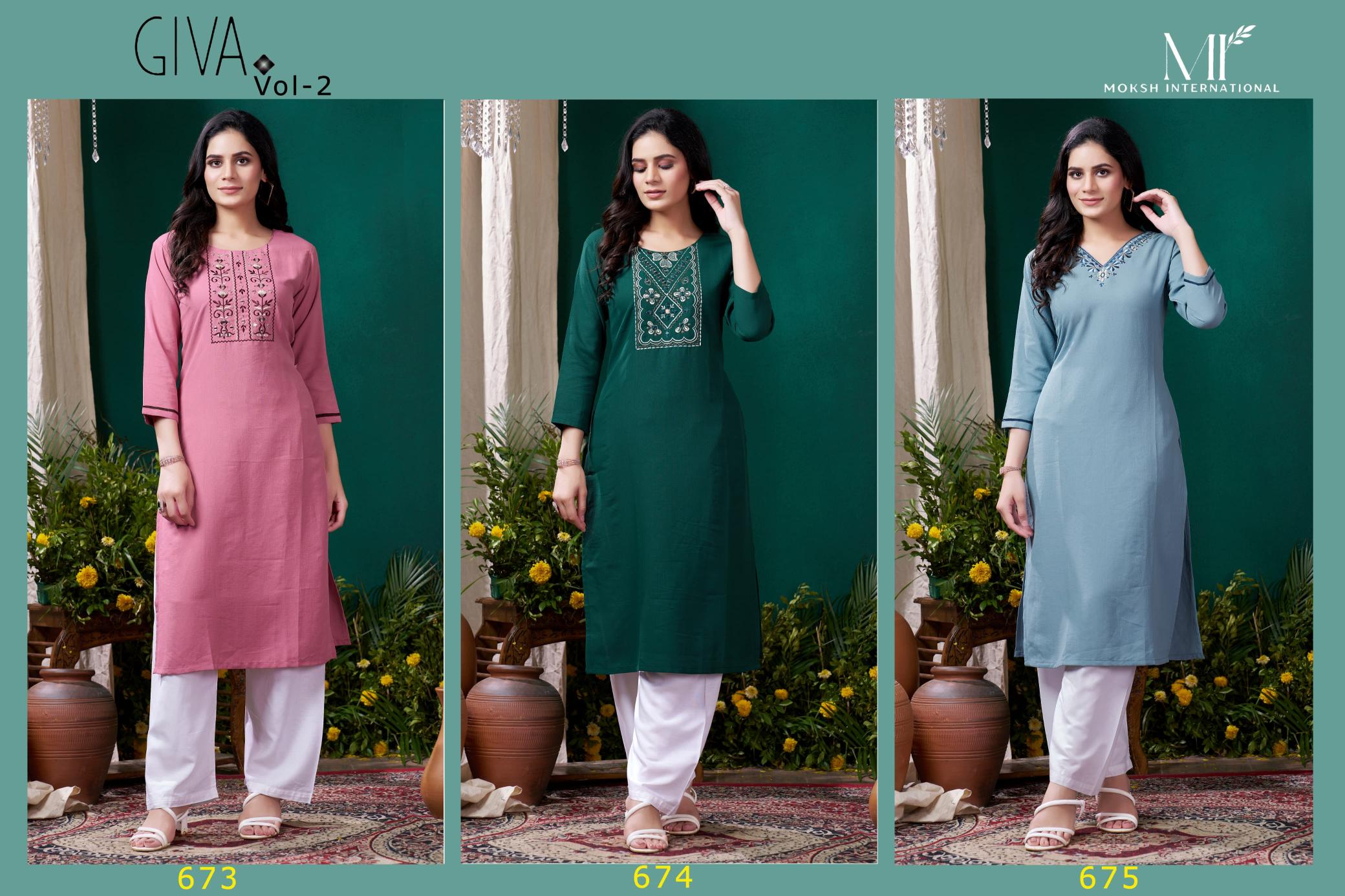 Moksh Giva Vol 2 Fancy Kurti With Pant Collection