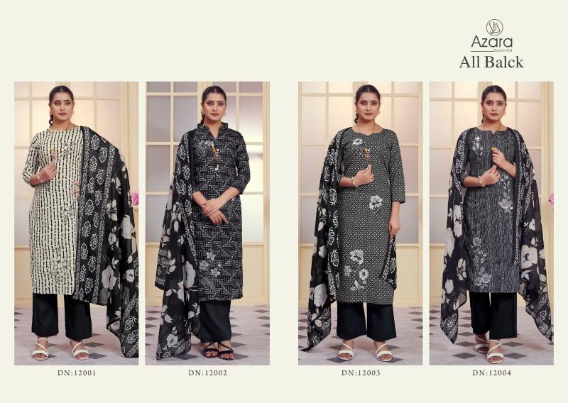 Radhika Azara All Black Cotton Dress Material Collection