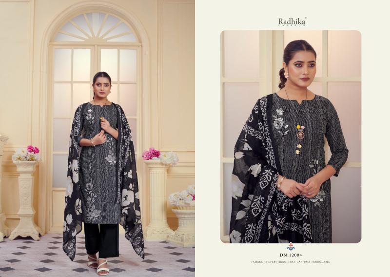 Radhika Azara All Black Cotton Dress Material Collection