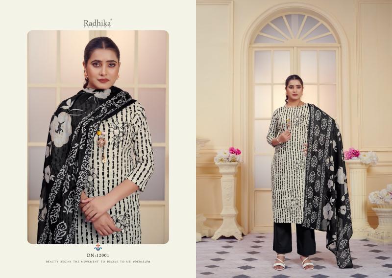 Radhika Azara All Black Cotton Dress Material Collection