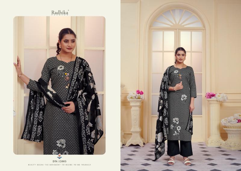 Radhika Azara All Black Cotton Dress Material Collection