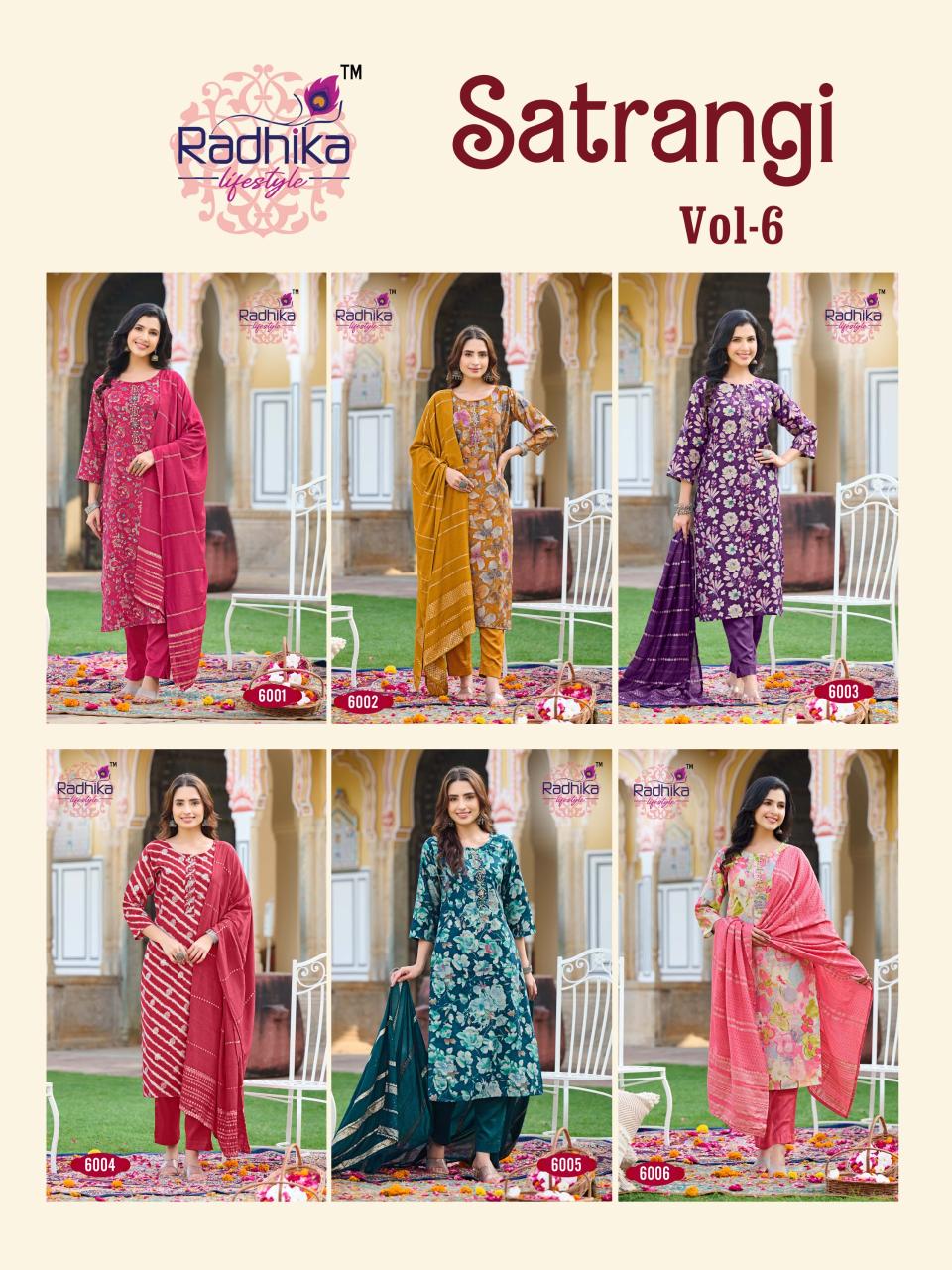 Radhika Satrangi Vol 6 Kurti Pant With Dupatta Collection