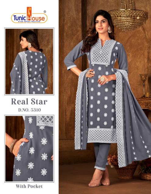 Tunic House Real Star Designer Georgette Kurti Bottom With Dupatta