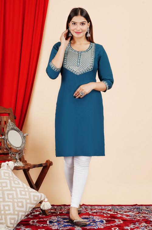 Yoke 02 Rayon Embroidered Straight Kurti Collection