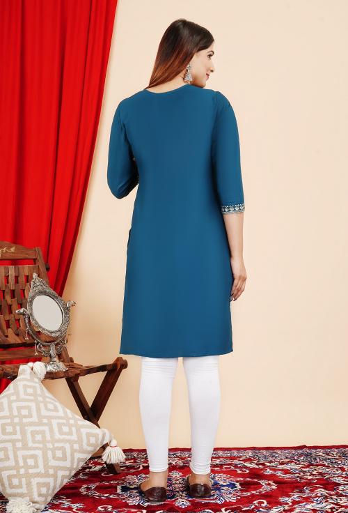 Yoke 02 Rayon Embroidered Straight Kurti Collection