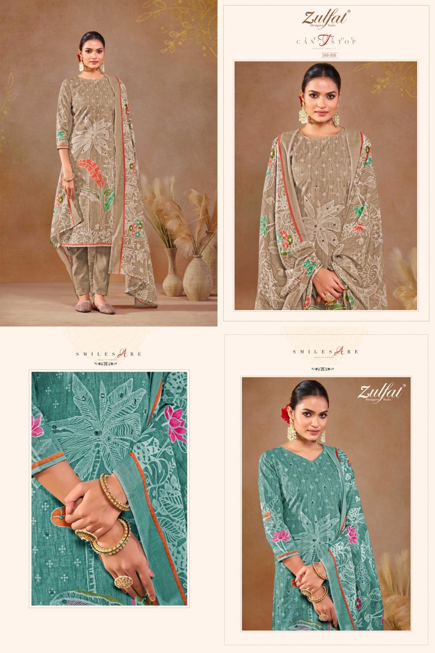 Zulfat Dastoor Cotton Printed Dress Material Collection