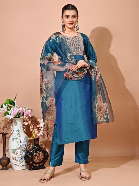 Falak Vol 17 Taffeta Silk Kurti Pant With Dupatta Collection