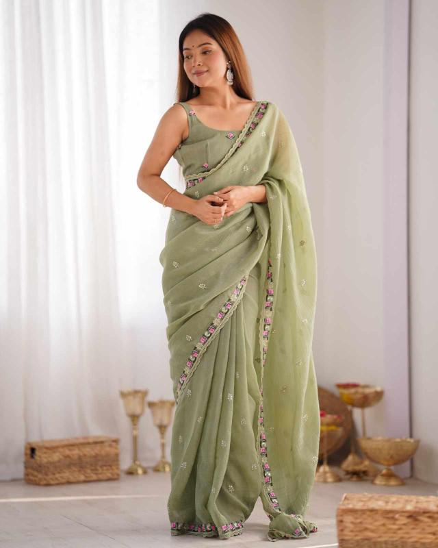 Kc 839 Sequence Embroidery Silk Saree Collection