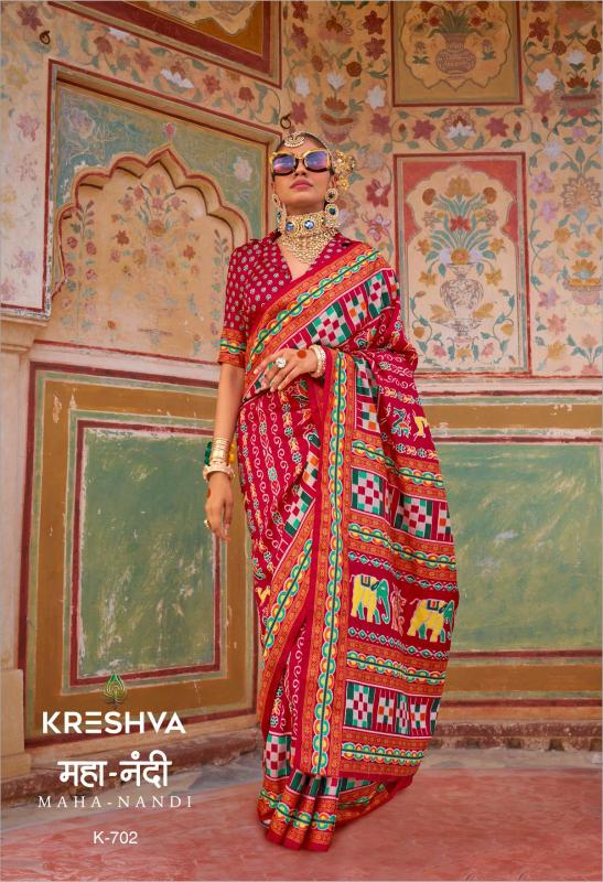 Kreshva Maha Nandi Designer Printed Silk Saree Collection