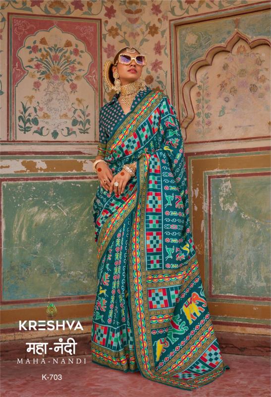 Kreshva Maha Nandi Designer Printed Silk Saree Collection