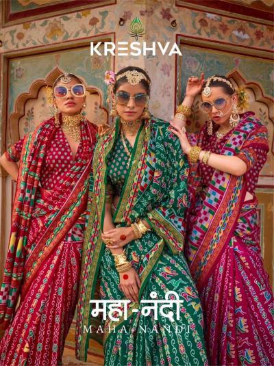 Kreshva Maha Nandi Designer Printed Silk Saree Collection