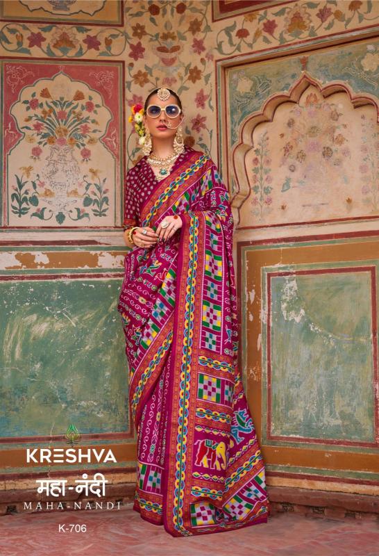 Kreshva Maha Nandi Designer Printed Silk Saree Collection