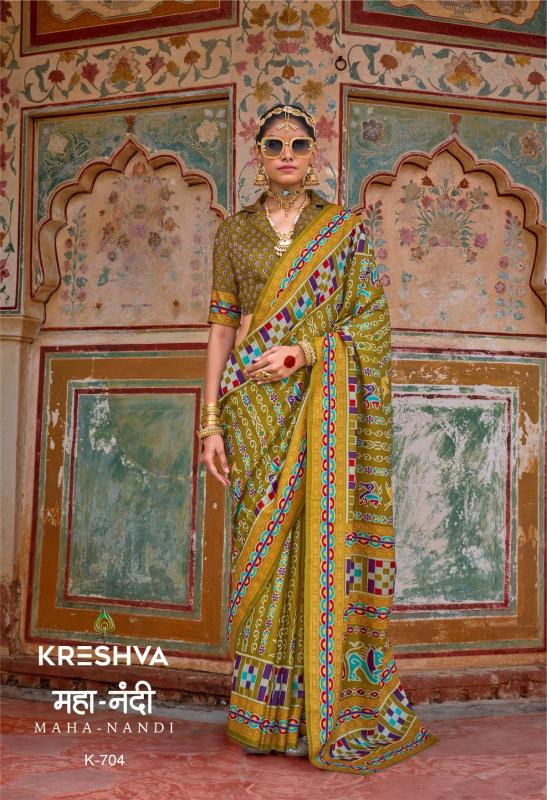 Kreshva Maha Nandi Designer Printed Silk Saree Collection