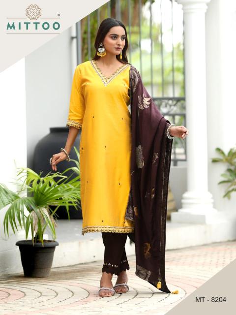 Mittoo Mt 8203 And 8204 Shimmer Kurti Bottom With Dupatta