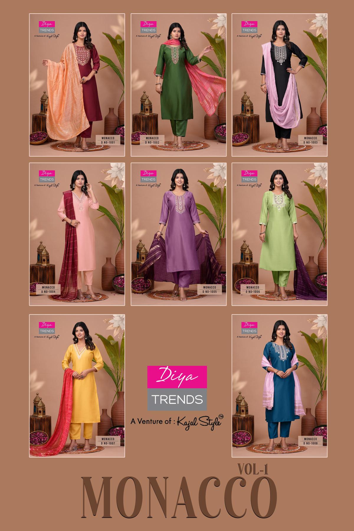 Monacco Vol 1 By Diya Trends Kurti Bottom With Dupatta Collection