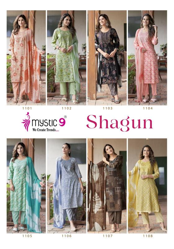 Mystic 9 Shagun Vol 11 Rayon Kurti Bottom With Dupatta Collection