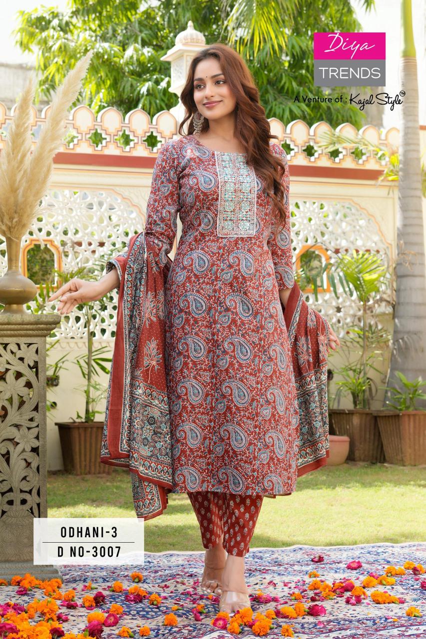 Odhani Vol 3 By Diya Trends Cotton Kurti With Bottom Dupatta