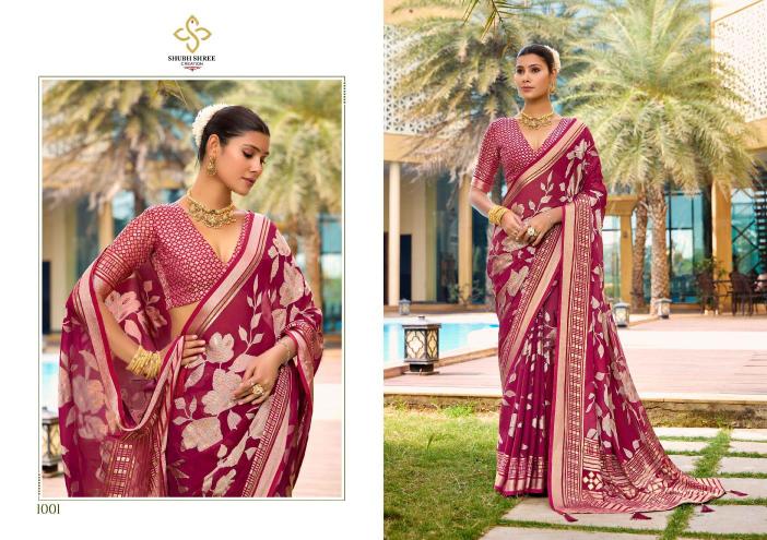 Shubh Shree Barkha Vol-1 Dull Moss Brasso Printed Saree Designer Collection