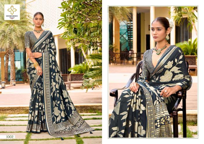 Shubh Shree Barkha Vol-1 Dull Moss Brasso Printed Saree Designer Collection