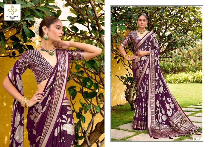 Shubh Shree Barkha Vol-1 Dull Moss Brasso Printed Saree Designer Collection