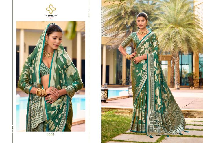 Shubh Shree Barkha Vol-1 Dull Moss Brasso Printed Saree Designer Collection