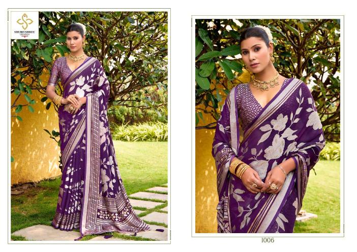 Shubh Shree Barkha Vol-1 Dull Moss Brasso Printed Saree Designer Collection