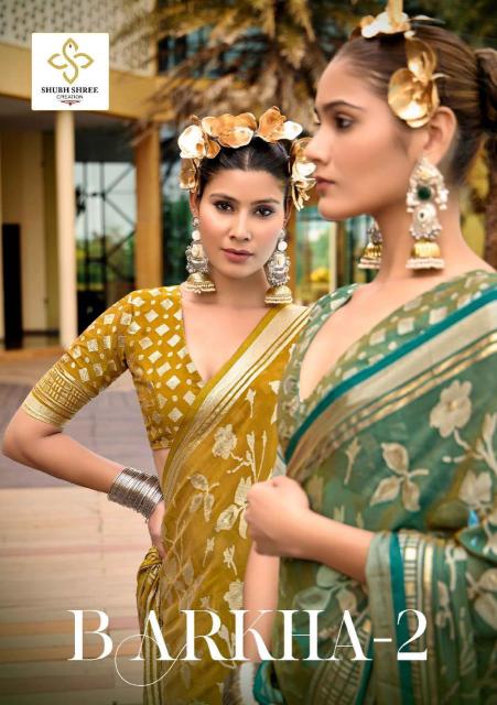 Shubh Shree Barkha Vol-2 Dull Moss Brasso Printed Saree Designer Collection