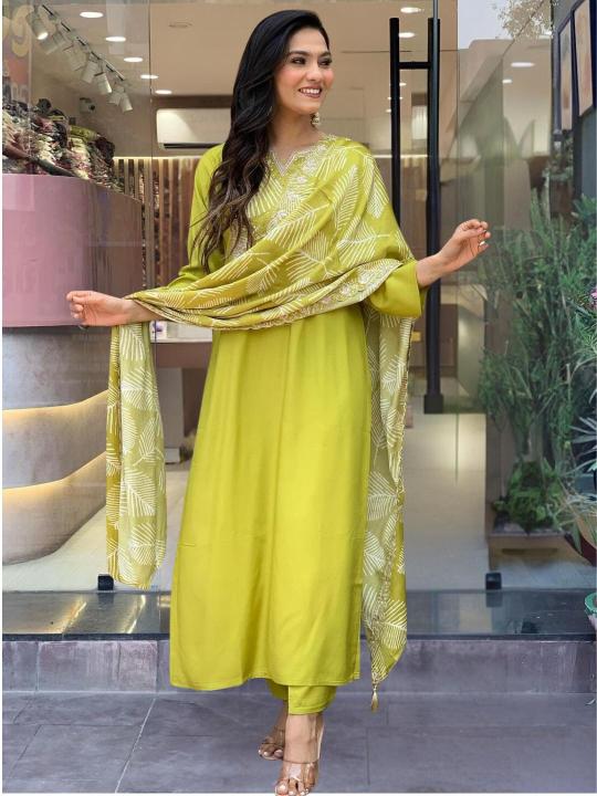 Sku 605 Lemon Bsy Viscose Kurti Bottom With Dupatta