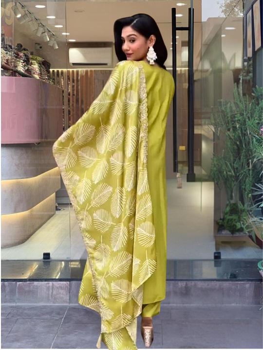 Sku 605 Lemon Bsy Viscose Kurti Bottom With Dupatta