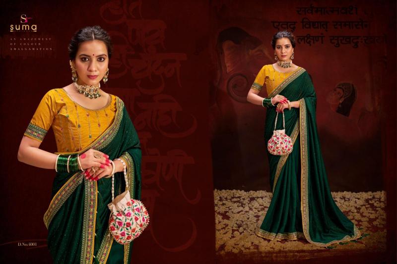 Suma Aayushi Designer 4001 TO 4009 Occasion Wear Heavy Blooming Sarees collection