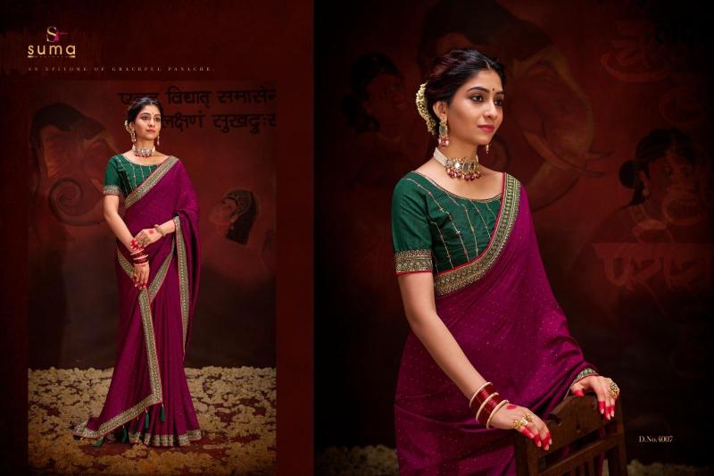 Suma Aayushi Designer 4001 TO 4009 Occasion Wear Heavy Blooming Sarees collection